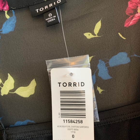 Torrid Black Floral Chiffon Shirt Dress - Picture 3 of 7